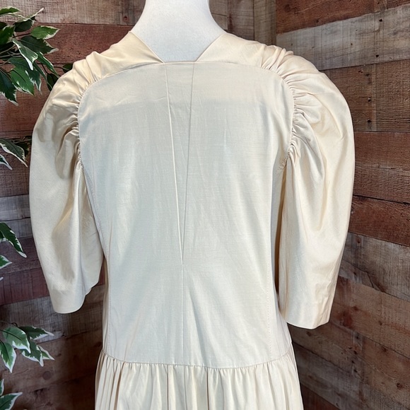 REBECCA TAYLOR Vintage 80’s Inspired Buttercream 1/2 Sleeve Faille Dress - Picture 7 of 16
